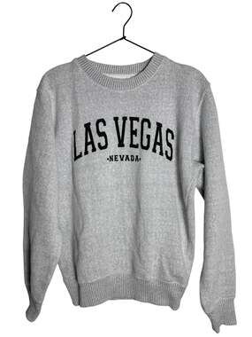 ESY Surf Co. Las Vegas Nevada Grey Ribbed Knit Crewneck Sweater